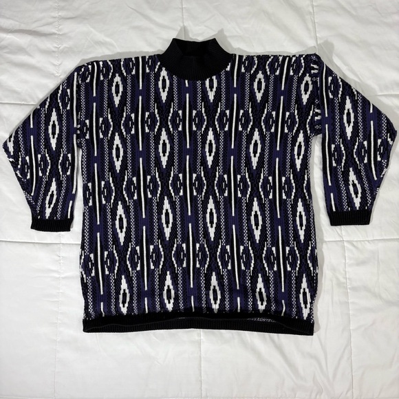 Vtg 90s JC & Louis New York Acrylic Sweater Fits Adult Large Purple Coogi Style - Picture 1 of 12